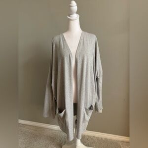 Natural Reflections Heather Gray Lightweight Long Cardigan Sweater